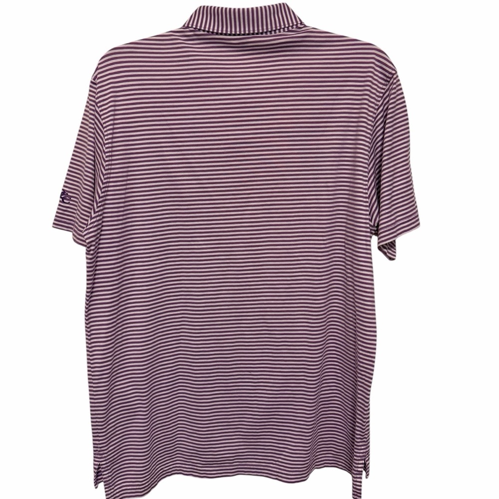 Peter Millar Crown 100% Cotton Purple and White Striped Polo - Size Large - Picture 4 of 7